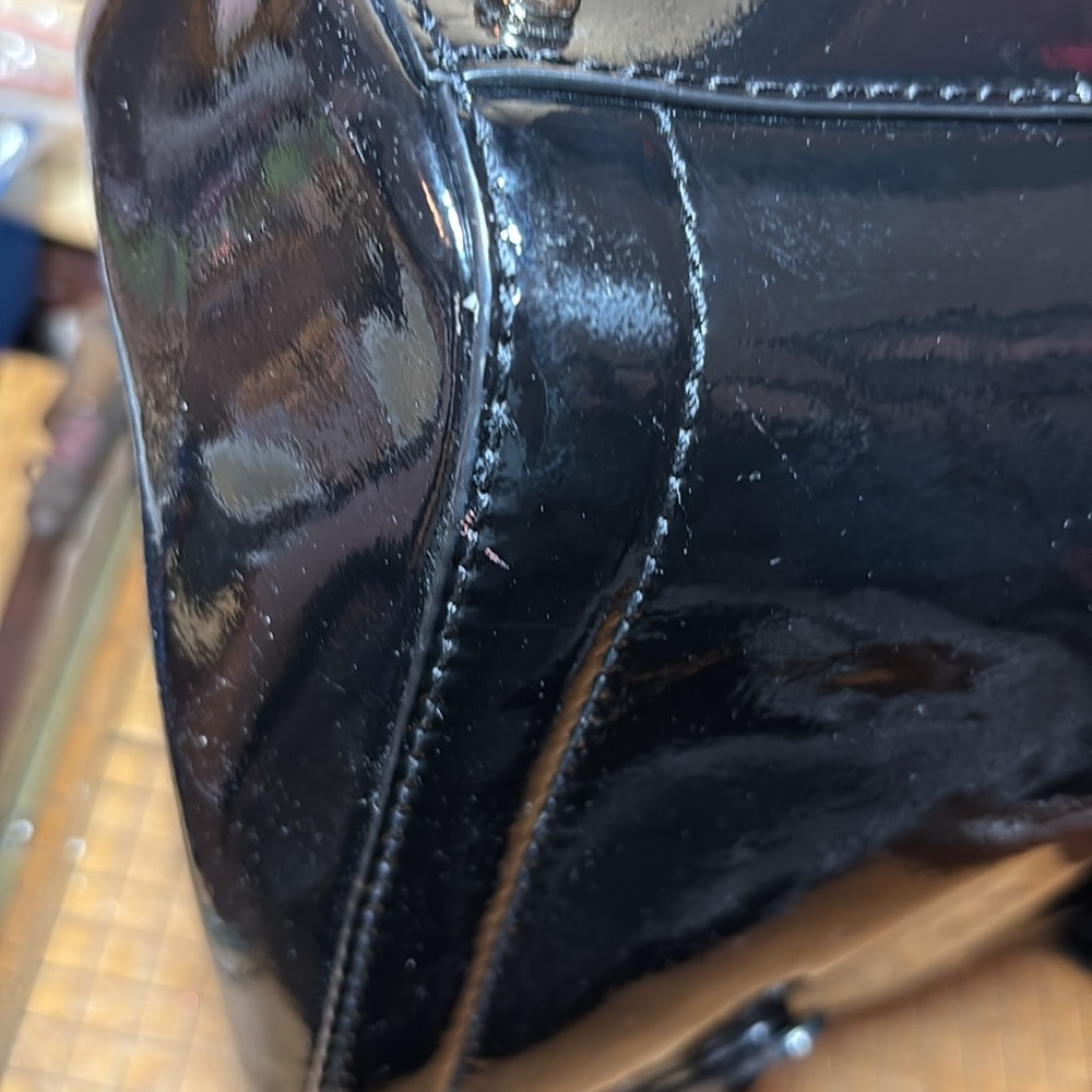 Kate Spade Black Shoulder Bag w Glossy Patent Finish and Branded Fabric Dust Bag - Picture 8 of 17